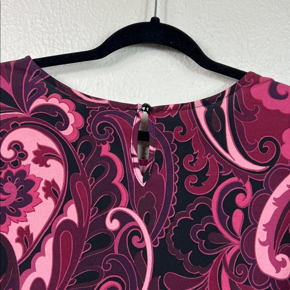 Susan Graver Pink Paisley Ruched 3/4 Sleeve Top 2X - Picture 8 of 8
